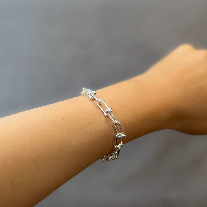 Venega Square Link Bracelet - Silver | Gold