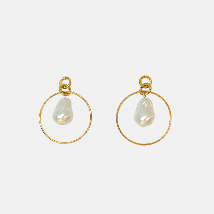 Baroque Pearl Gold Rings Earrings