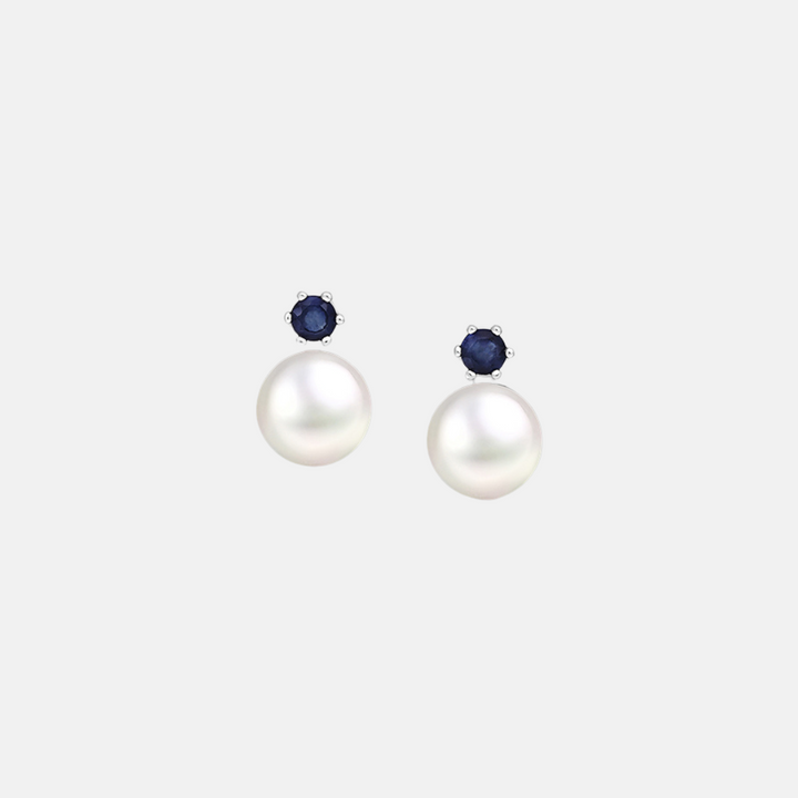 Lapis Stud .925 Pearl Drop Earrings