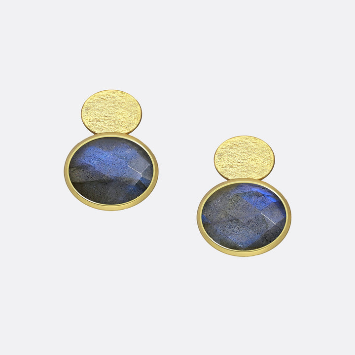 Gemstone Matt Gold Malu Stud Earrings - Rose Quartz | Labradorite | Moonstone