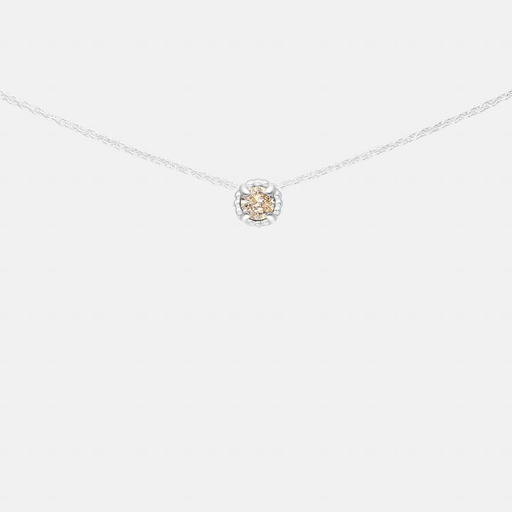 Champagne Zircon Stone Pendant Sterling Silver Necklace