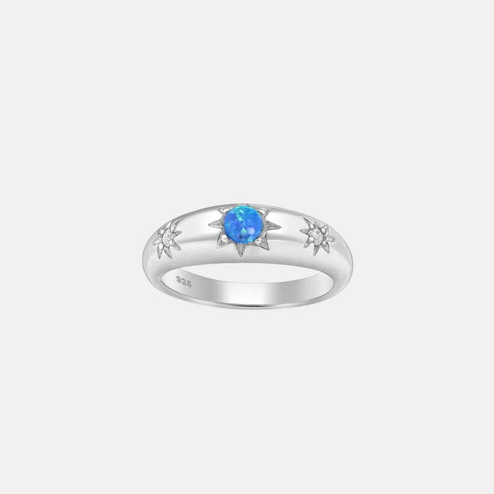 Blue Opal Celestial Sterling Silver Ring