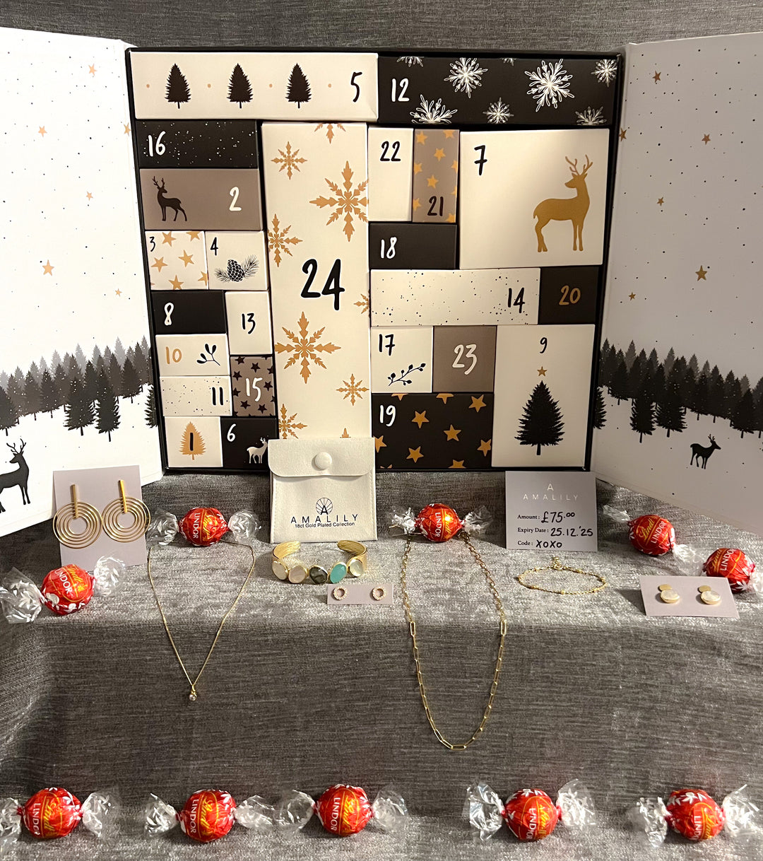 18ct Gold Plated Sterling Silver Advent Calendar (worth £724.00)