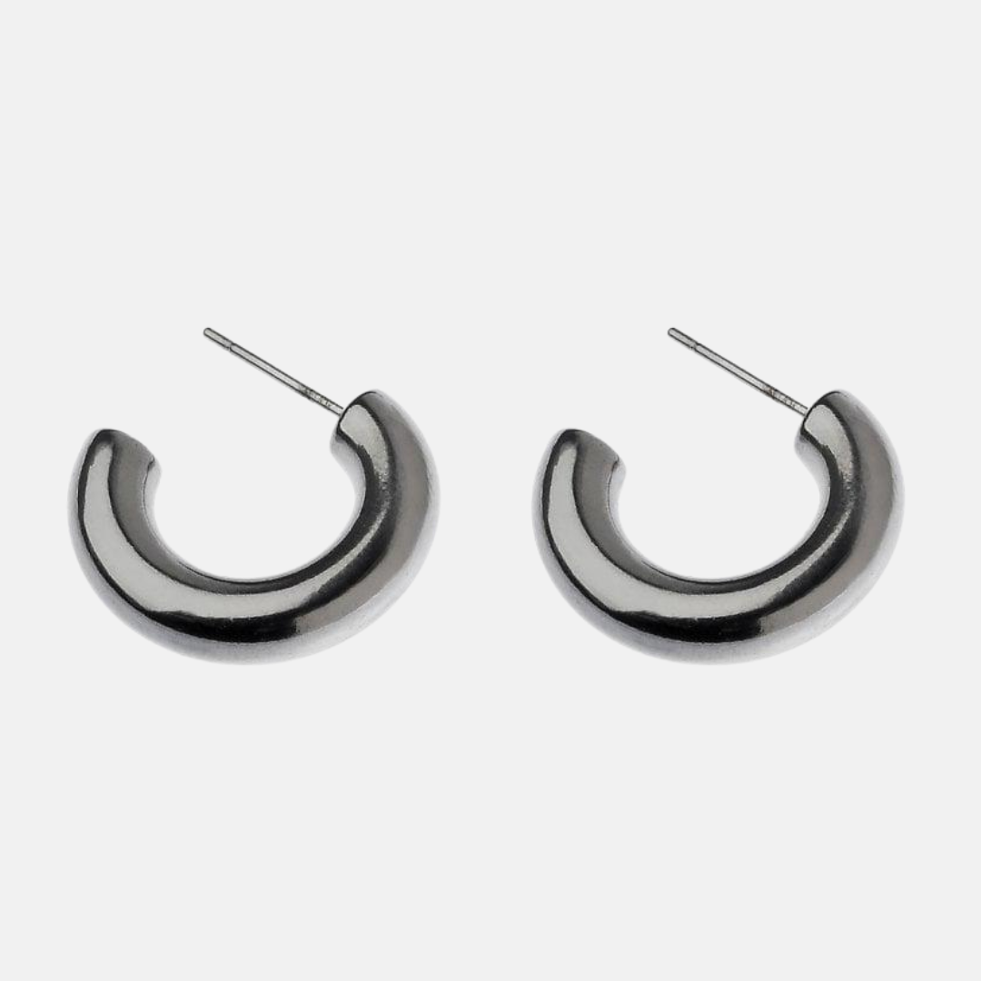 Ingrid Stainless Steel Hoops - Steel | Gold Steel