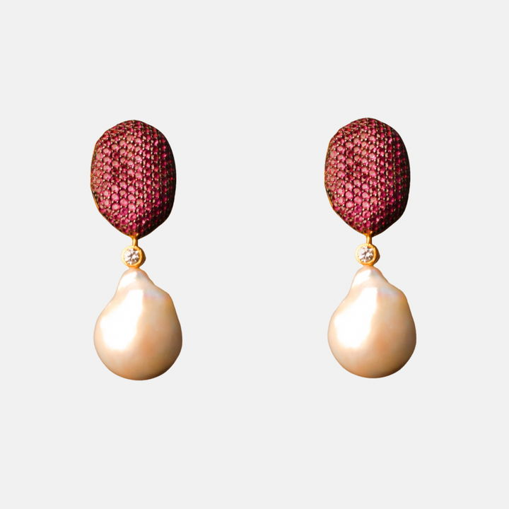 Louvre Pink Baroque Pearl Earrings