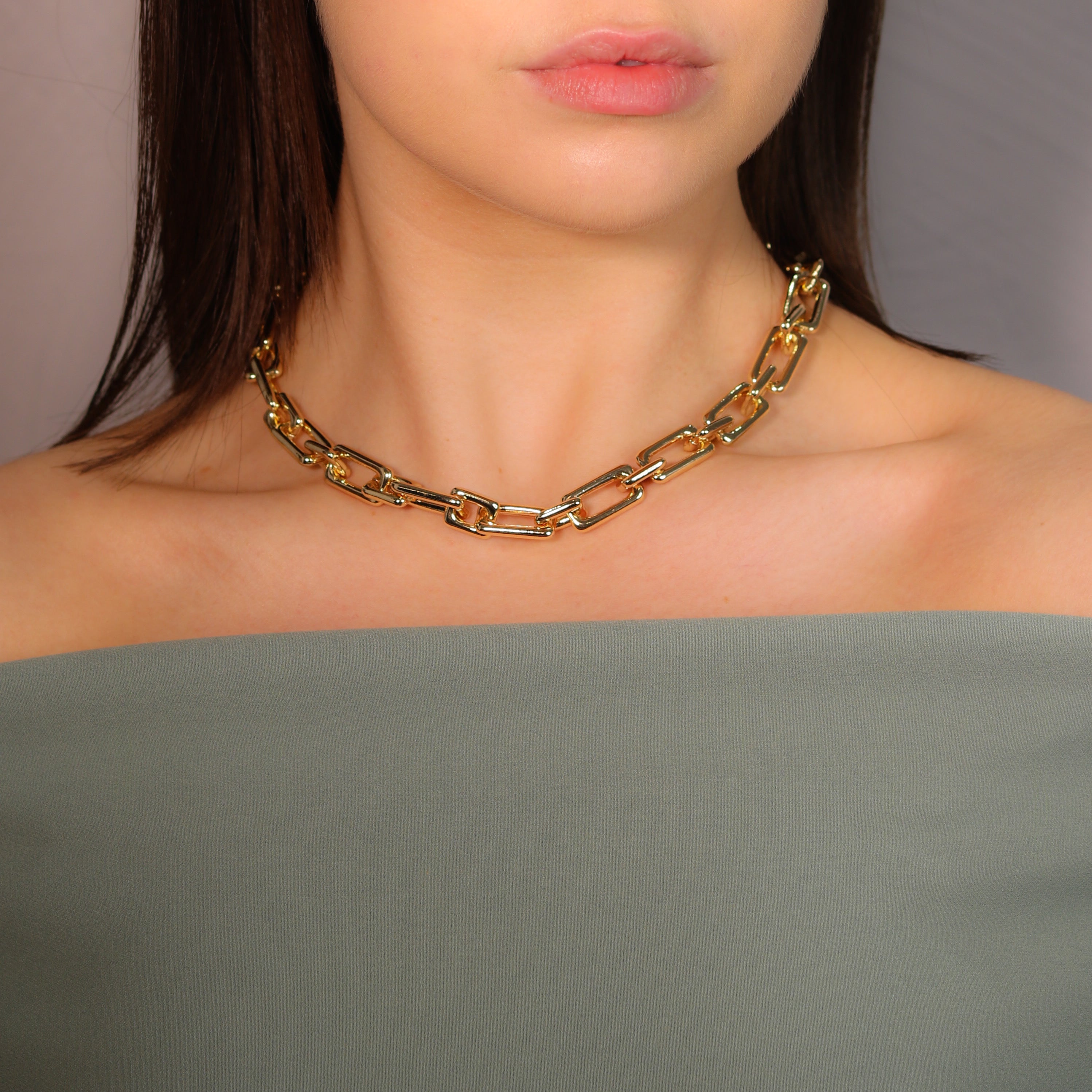 Square link hot sale chain necklace