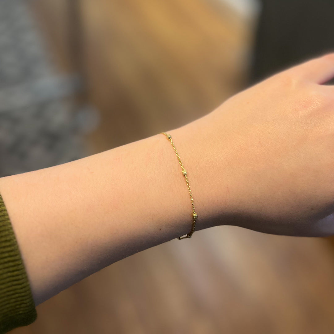 Gold Plated Square Bead Chain Bracelet