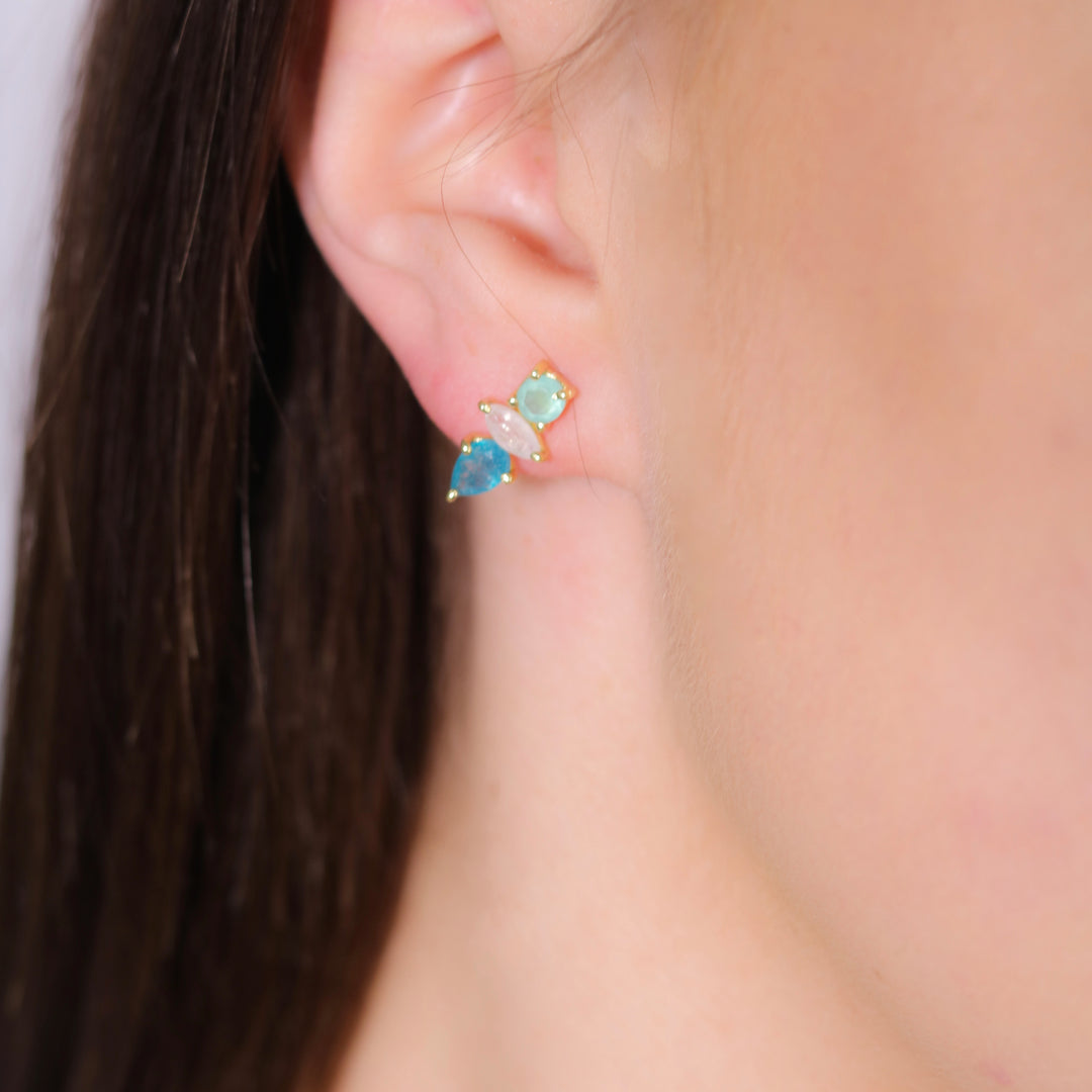 Adria Gemstone Earrings - Moonstone, Blue Onyx | Pink Tourmaline, Rose Quartz | Chalcedony, Jade, Moonstone