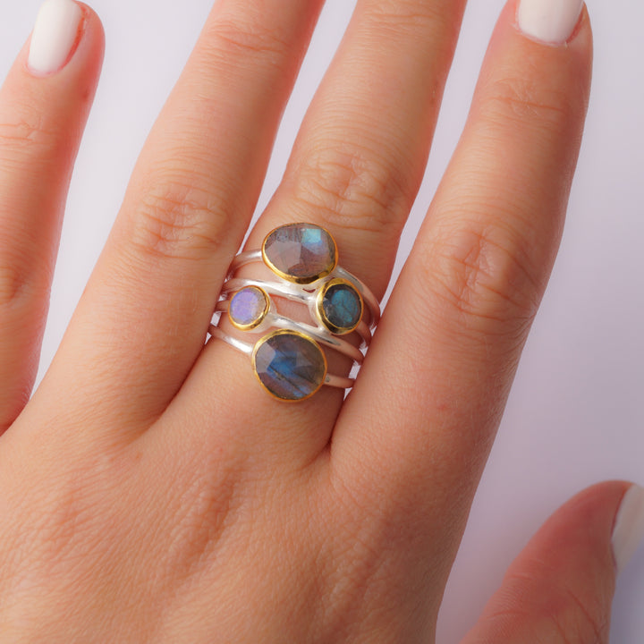 Gemstone Aura Ring - Rose Quartz | Labradorite