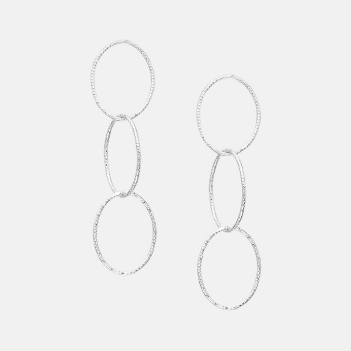 Ring Trio Shimmery Drop Earrings - Sterling Silver | 18ct Gold Plated