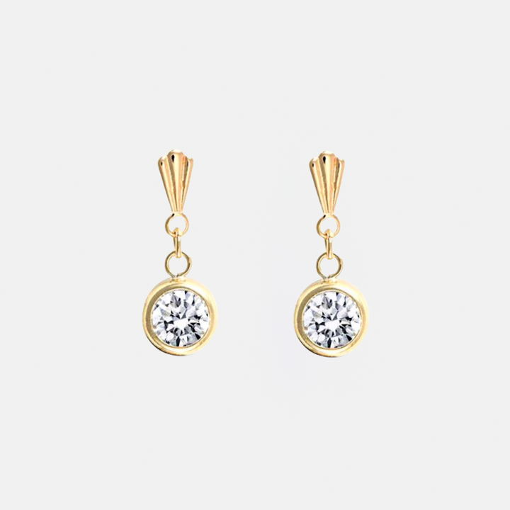 9ct Gold Zircon Drop Earrings