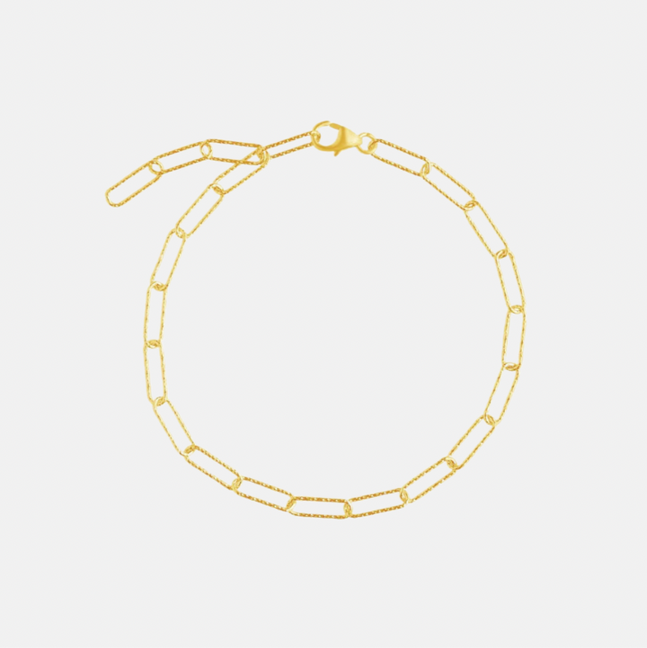 Edie Square Link Chain Bracelet - Textured Gold