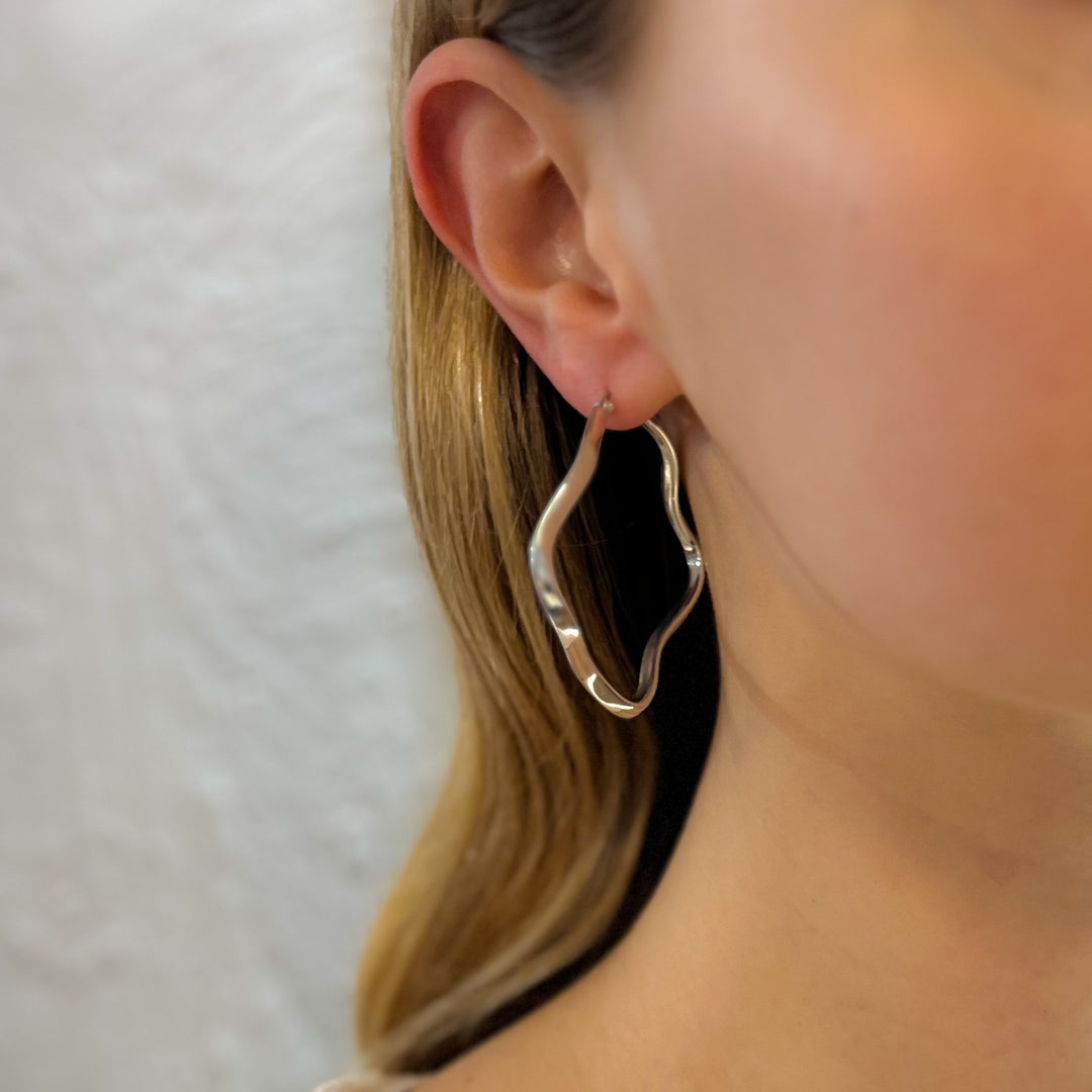 Dali Sterling Silver Curvy Hoop Earrings