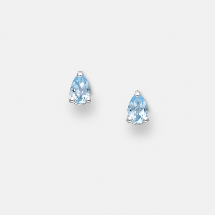 Aquamarine Tear Drop Sterling Silver Stud Earrings