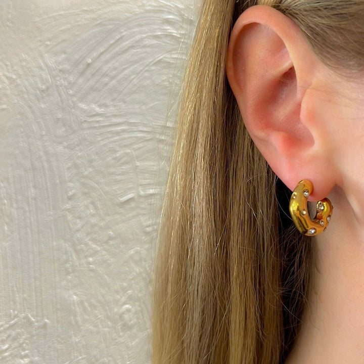 Carla Encrusted Gold Hoops