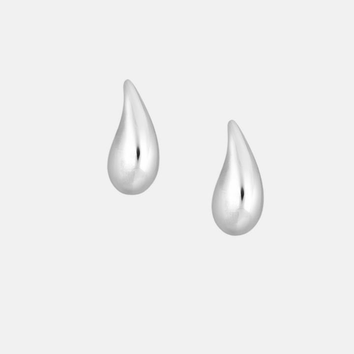 Omboo Petite Curved Tear Drop Earrings - Sterling Silver | Gold Plated Sterling Silver