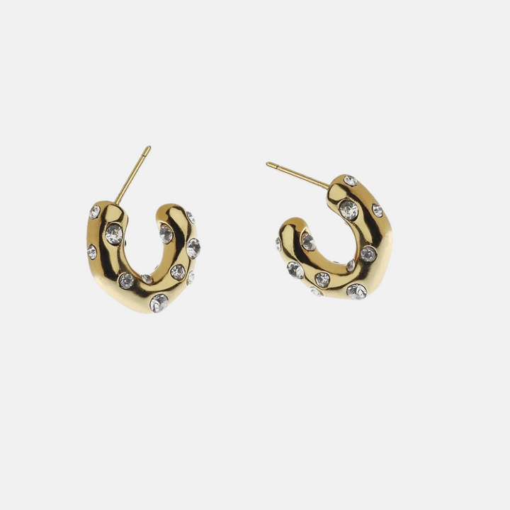 Carla Encrusted Gold Hoops