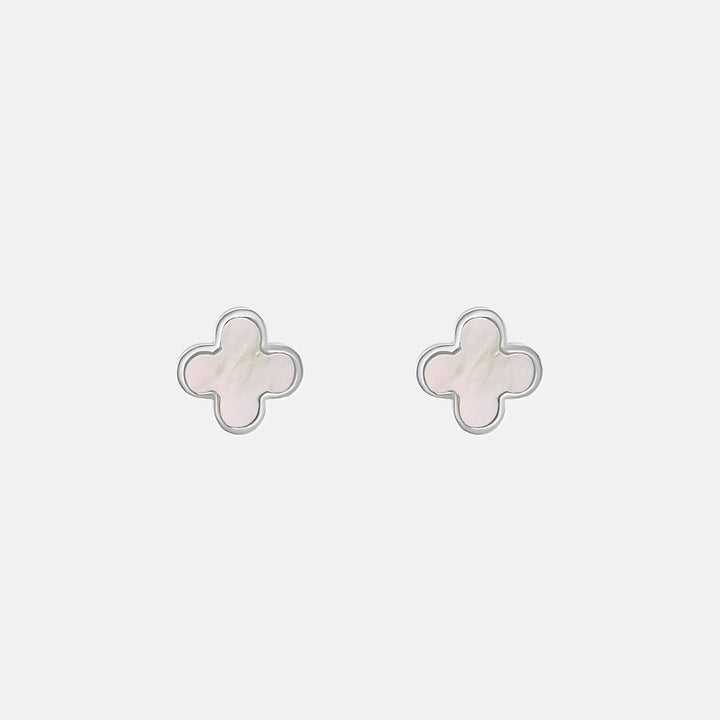 Lani Mother of Pearl Stud Earrings - Steel | Gold Steel