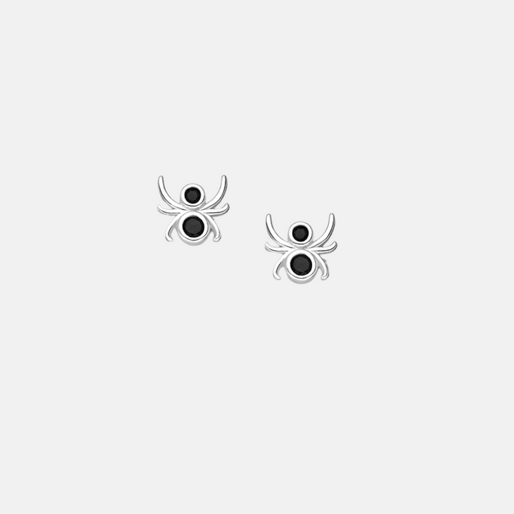 Black Spider Sterling Silver Stud Earrings