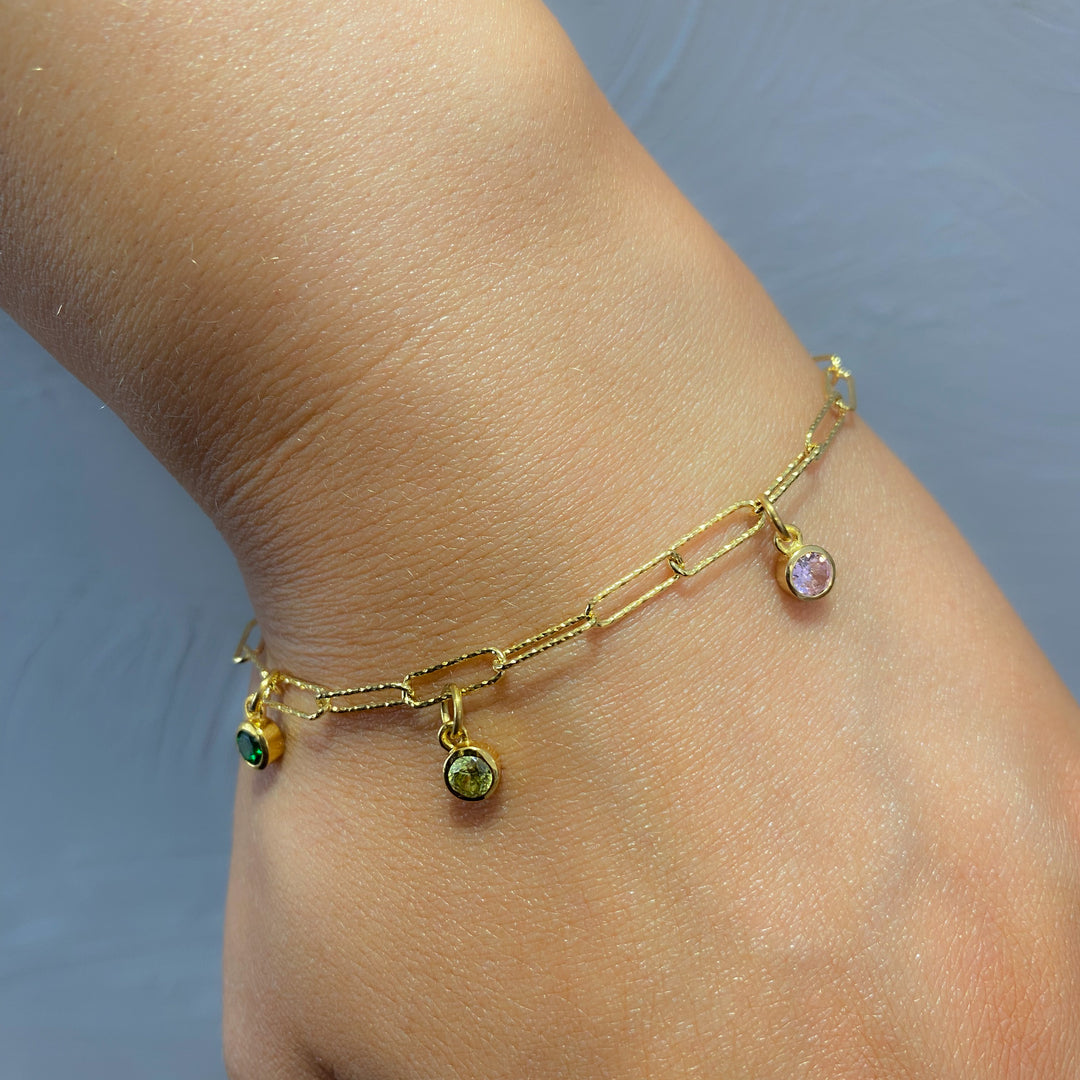 Edie Textured Gold Charm Bracelet