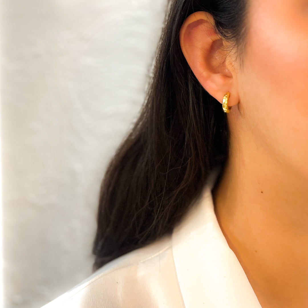 Amos Hammered Gold Plated Hoop Earrings