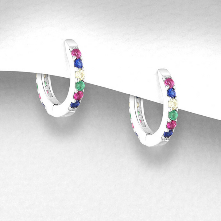 Tottie Zircon Huggie Hoops - White | Multi-Colour | Blue