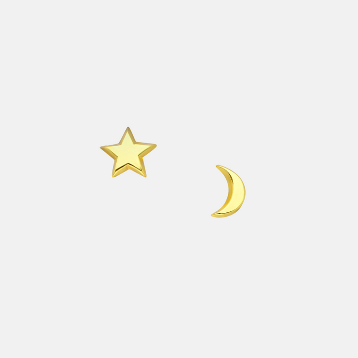 Moon & Star Gold Plated Studs