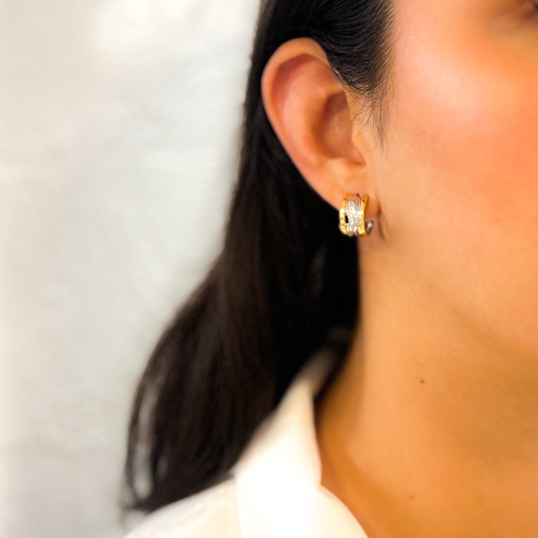 Mixed Metal Gold Plated Sterling Silver Hoop Earrings