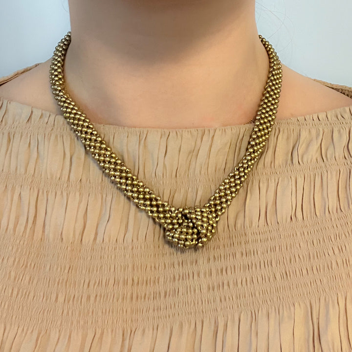 Gold Mesh Knot Magnetic Necklace