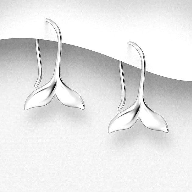 Whale Tail Sterling Silver Earrings