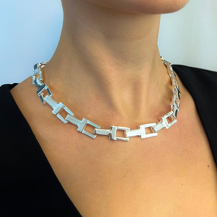 Trinity T-bar Chunky Silver Necklace