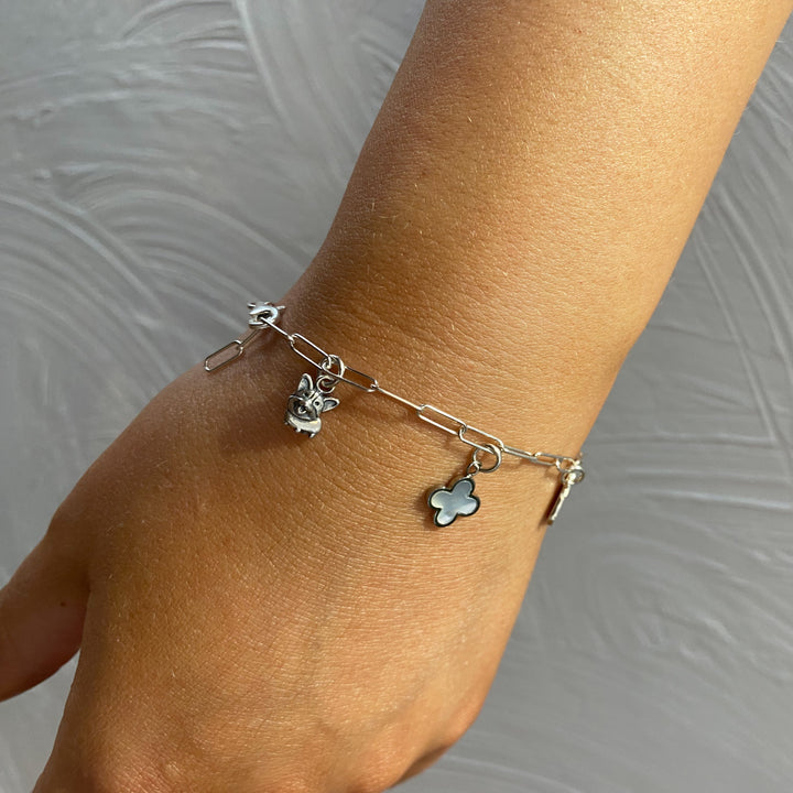 Edie Dainty Silver Charm Bracelet