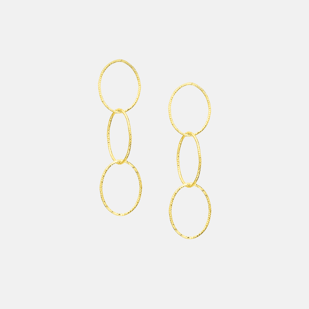 Ring Trio Shimmery Drop Earrings - Sterling Silver | 18ct Gold Plated