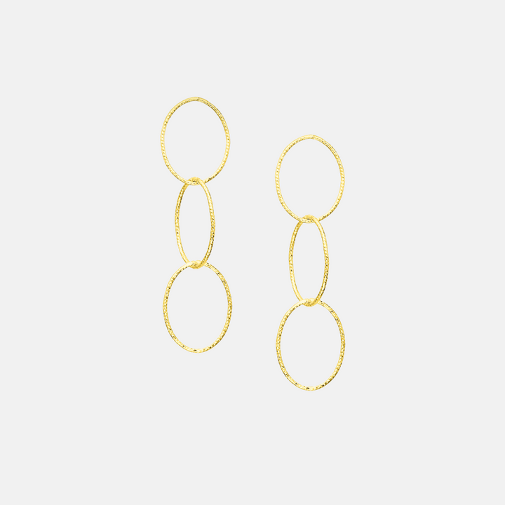 Ring Trio Shimmery Drop Earrings - Sterling Silver | 18ct Gold Plated