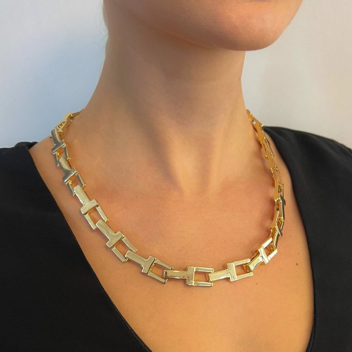 Trinity T-bar Chunky Gold Necklace