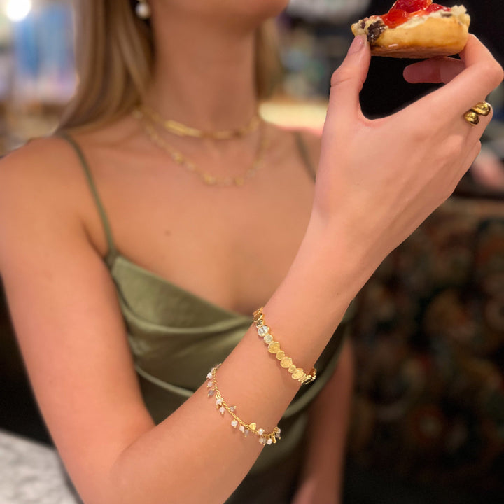 Labradorite, Gold Nugget, Pearl & Moonstone Bracelet