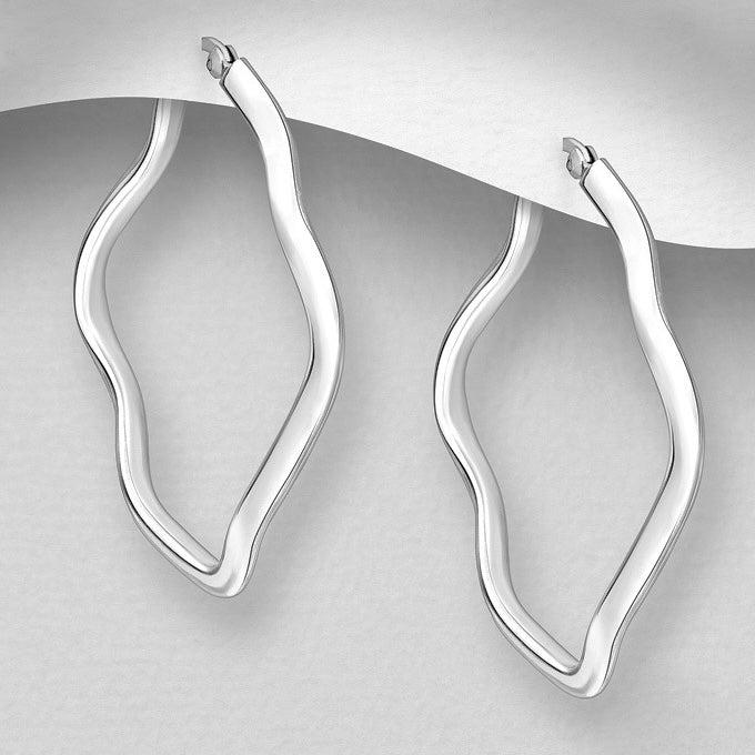 Dali Sterling Silver Curvy Hoop Earrings