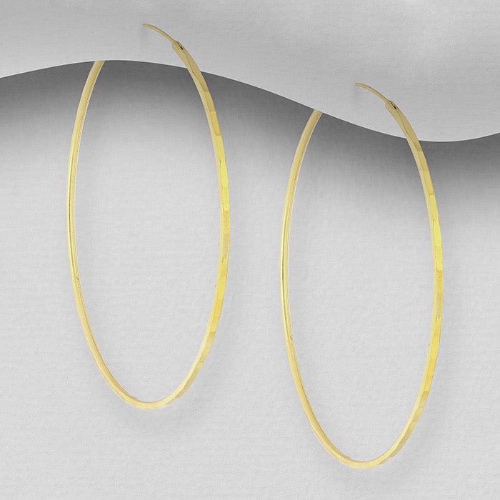 Large Hammered Fine Hoops - Sterling Silver | Gold Plated Sterling Silver