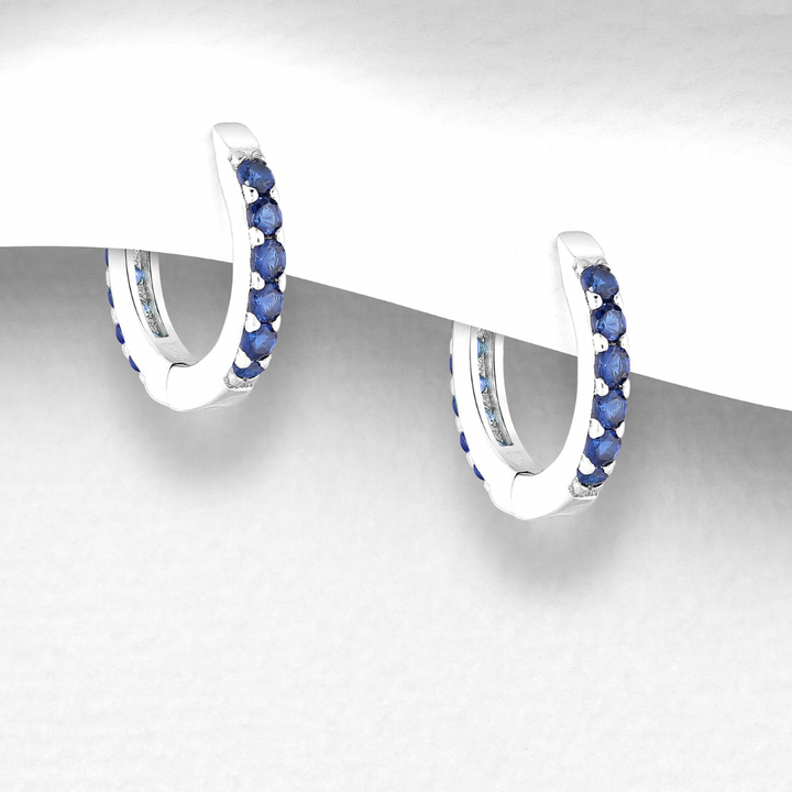 Tottie Blue Zircon Huggie Hoops Earrings