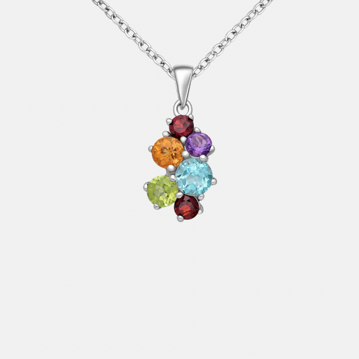 Colourful Cluster Pendant & Chain Necklace