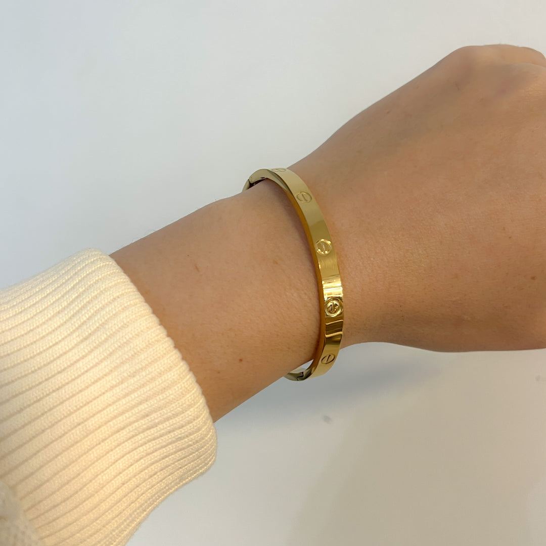 Gold Steel Screws Cuff Bracelet