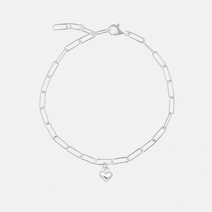 Charm Sterling Silver Square Link Chain Bracelets - 25 Charm Options