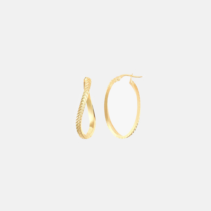 Mayfair 9ct Textured Spiral Oval Hoop Earrings