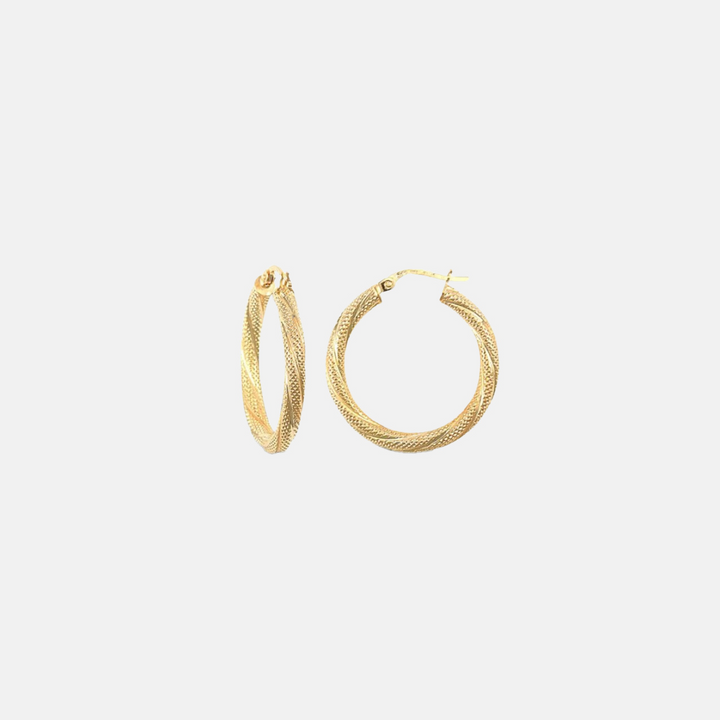 Shimmer 9ct Gold Textured Mona Twist Hoop Earrings