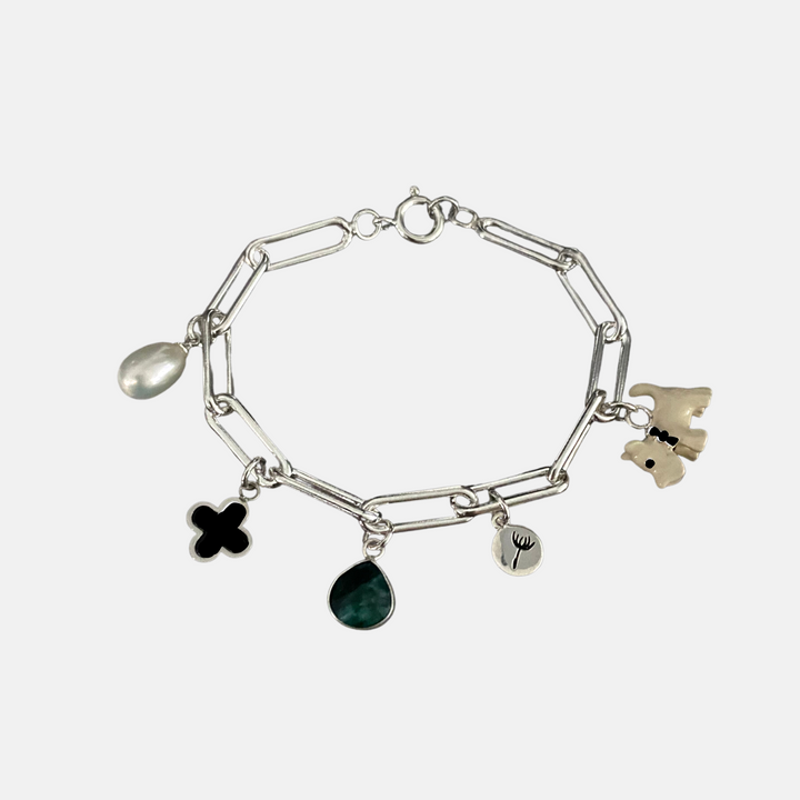 Edie Chunky Silver Charm Bracelet