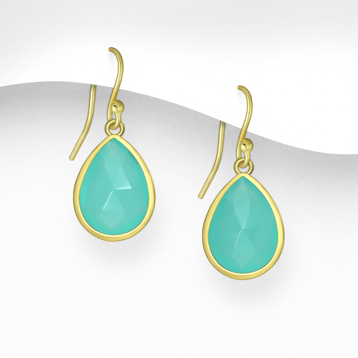 Kate Gemstone Drop Earrings - Blue Onyx | Morganite | Ruby Red | Aqua Chalcedony | Moonstone