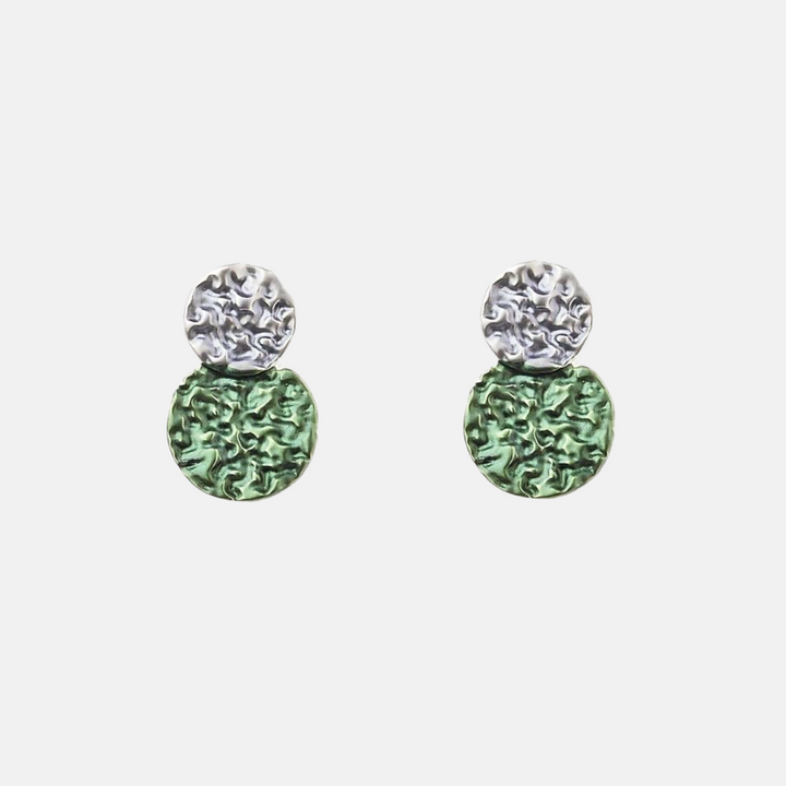 Duo Long Stud Earrings - Green | Purple