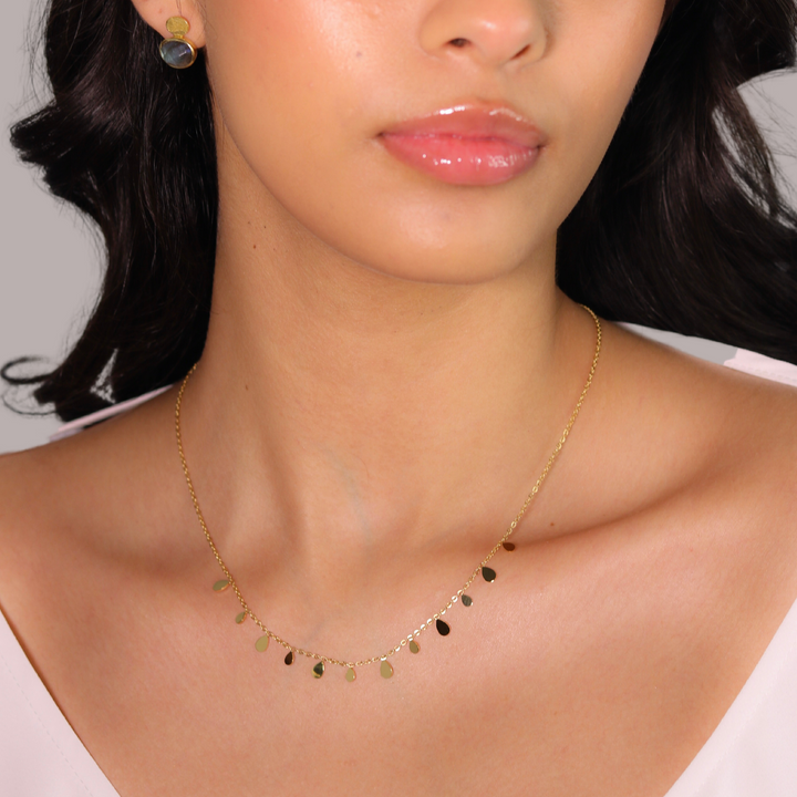 Dainty Dita Tear Drop Necklace - Steel | Gold Plated Steel