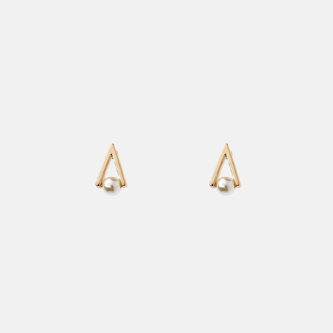 Scarlett Triangle Pearl Stud Earrings - Silver | Gold