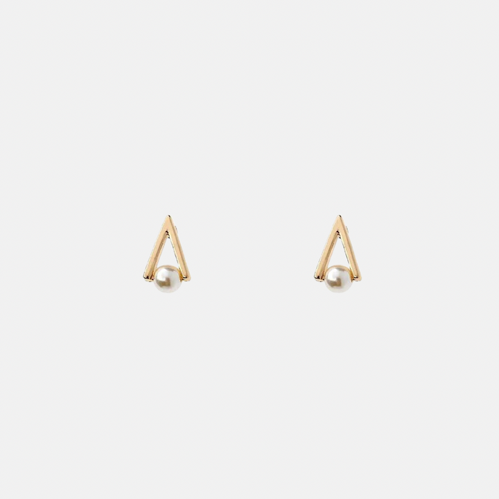 Scarlett Triangle Pearl Stud Earrings - Silver | Gold